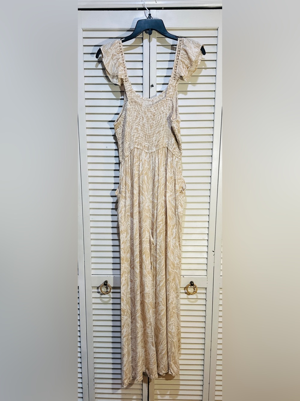 Boho Tropical Wide Leg Jumpsuit Beachy Coastal Resort Cottagecore Medium - Picture 11 of 11
